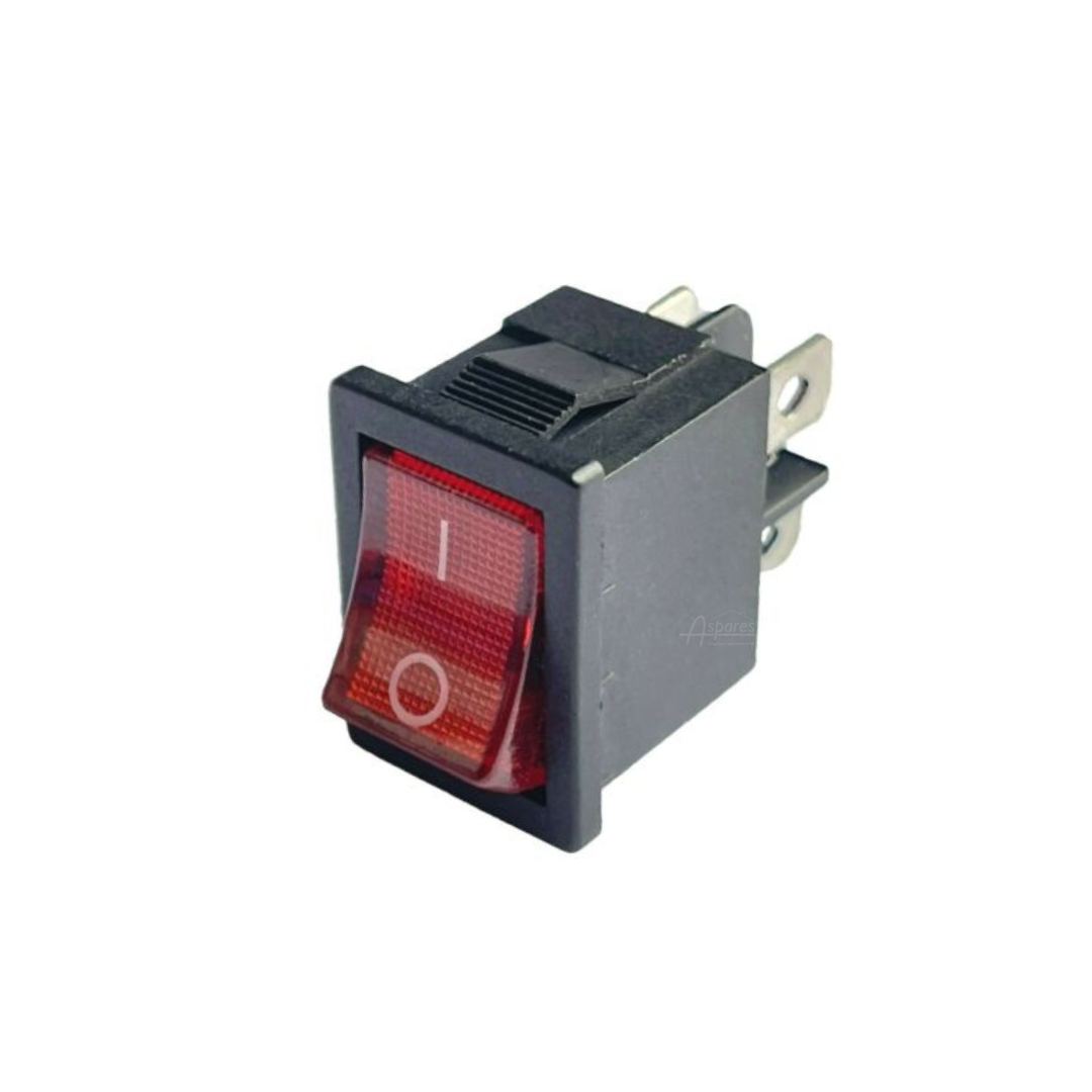 Rocker Switch 10A 125VAC/6A 250VAC RED ON-OFF Single Pole 4 Pin Illminated