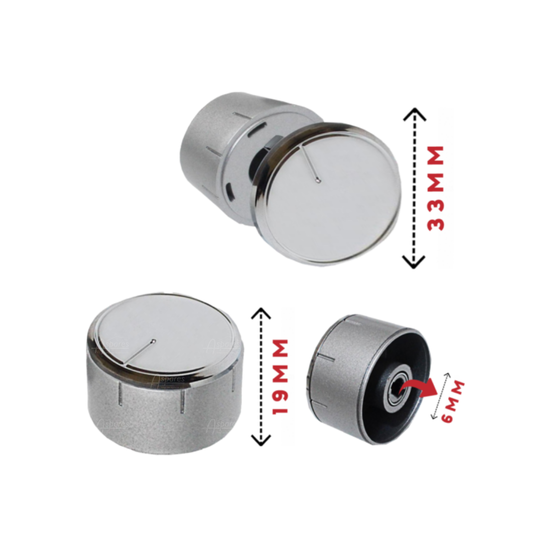 4x Universal Inox Cooker Oven Hob Control Knobs 6MM