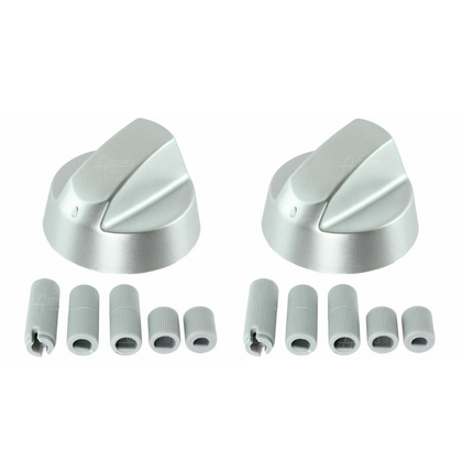 2x Zanussi Oven Cooker Hob Silver Grey Control Knob Switch + 5 Adoptor Kit