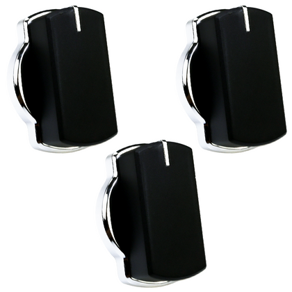 3x Belling Oven Knob Hob Silver/Black Switch 83240908