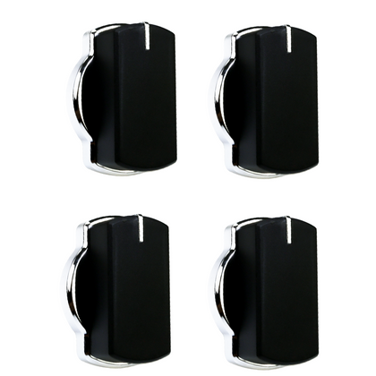 4x Belling Oven Knob Hob Silver/Black Switch 83240908