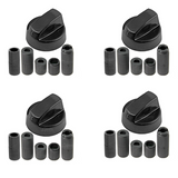 4x Kenwood Oven Cooker Black Hob Flame Burner Control Switch Knobs + 5 Adaptor