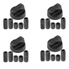 4x Indesit Oven Cooker Black Hob Flame Burner Control Switch Knobs + 5 Adaptor