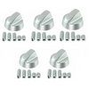 5x Diplomat Oven Cooker Hob Silver Grey Control Knob Switch + 5 Adoptor Kit