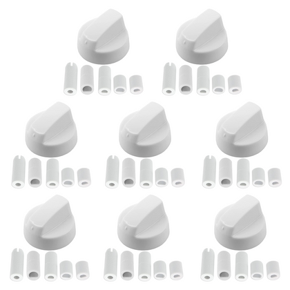 8x Lamona Cooker Oven Hob White Control Knob+ 5 Adaptors