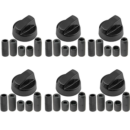 6x Beko Oven Cooker Black Hob Flame Burner Control Switch Knobs + 5 Adaptor