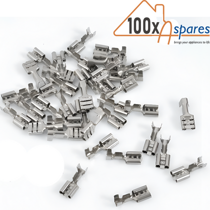 100x Heat Resistant High Temperature 6.3mm Push On Spade Crimp Wire Connectors