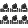 6x Creda Oven Cooker Black Hob Flame Burner Control Switch Knobs + 5 Adaptor