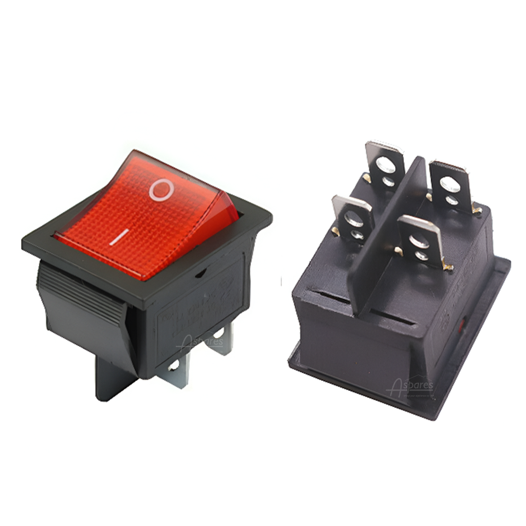 Splash Proof Universal Red Rocker Switch Hole Hot Cupboard 22x30mm 16A 250V 45434556
