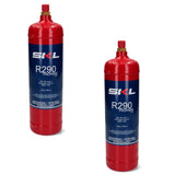 2x SKL Refrigerant Approval CE Red Coolant Gas R290 430g (Pack Of 4)