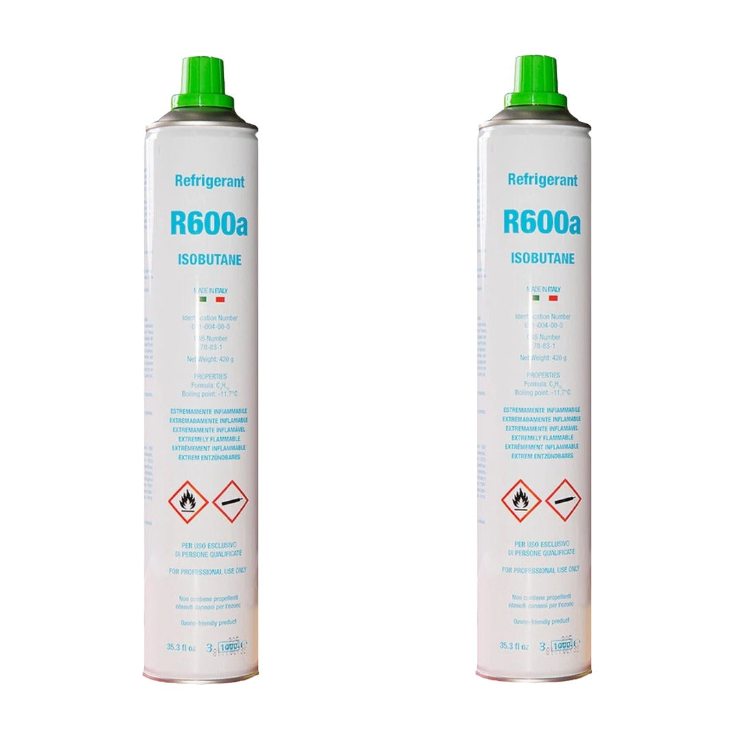 2X Fridge Freezer Compressor Refrigerant Isobutane Gas Canister Cylinder 420g R600A