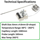 EGO 55.13059.170 Oven Thermostat 260°C – Single Phase Control for Oven & Grill